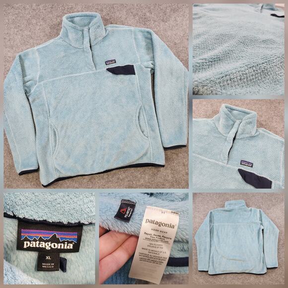 Patagonia Pullover Womens XL Blue Re-Tool Snap-T Fleece Polartec 25442 Jacket - Picture 1 of 13